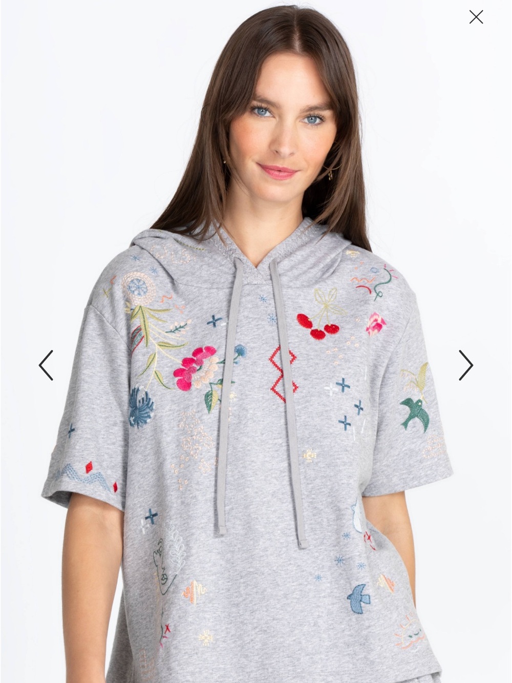 Johnny Was Cleo Short Sleeve Embroidered Hoodie!